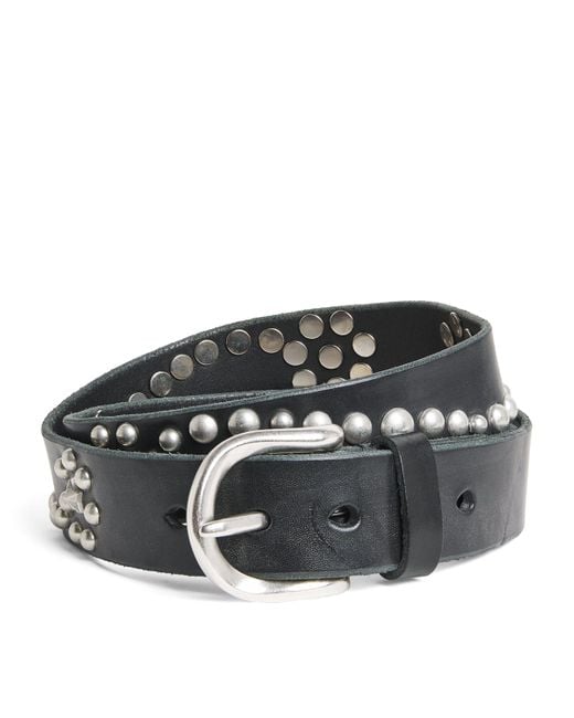 Our Legacy Black Bridle Leather Star Fall Stud Belt for men