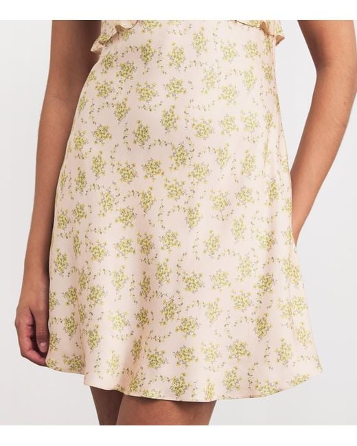 Sandro Natural Floral Print Ruffle-Detail Mini Dress