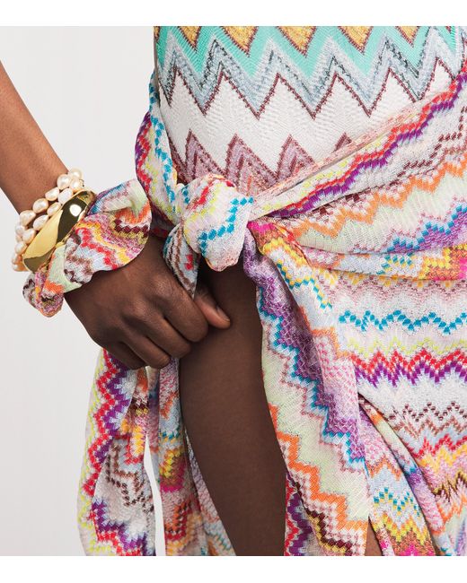 Missoni Red Metallic-Thread Zigzag Scrunchie