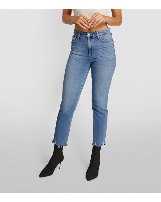 PAIGE Blue Cindy Raw Hem Straight Jeans