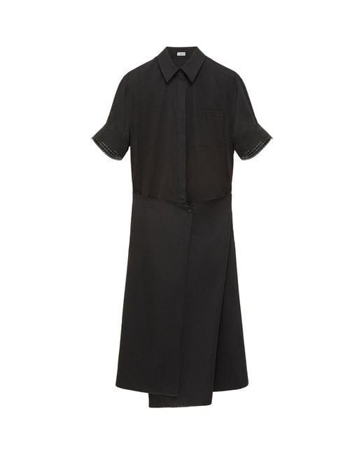 Loewe Black Cotton-Silk Midi Shirt Dress
