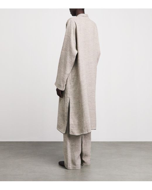 Eskandar White Linen-Blend Bakhtiari Cardigan