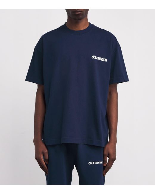 Cole Buxton Blue Cotton Balearic Graphic T-Shirt for men