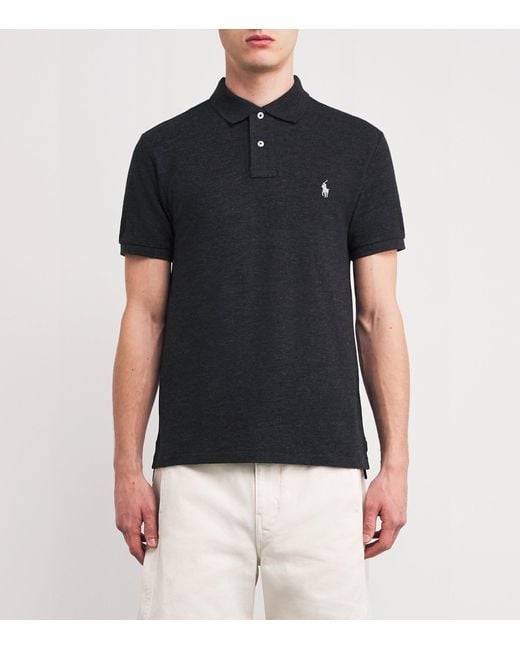 Polo Ralph Lauren Black Cotton Mesh Slim-Fit Polo Shirt for men