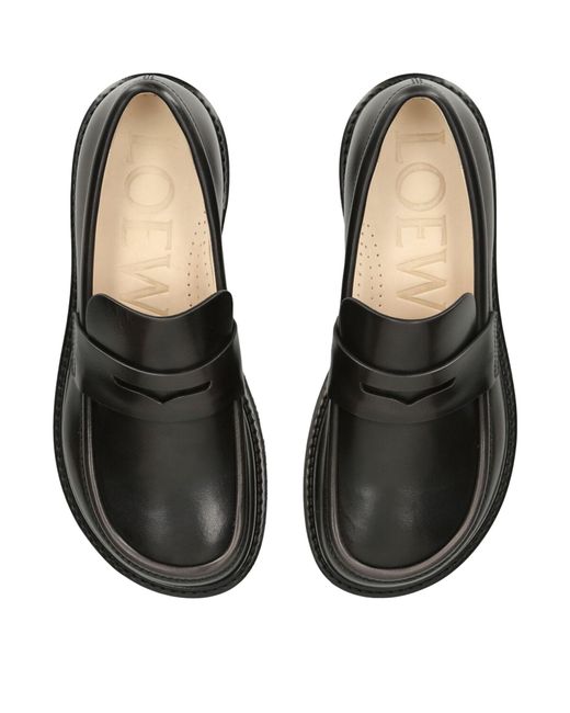 Loewe Black Leather Blaze Loafers