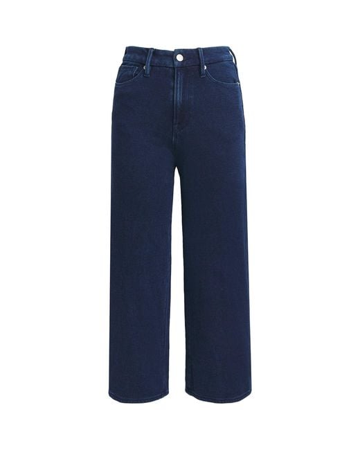 GOOD AMERICAN Blue Cotton Cropped Jeanius Trousers