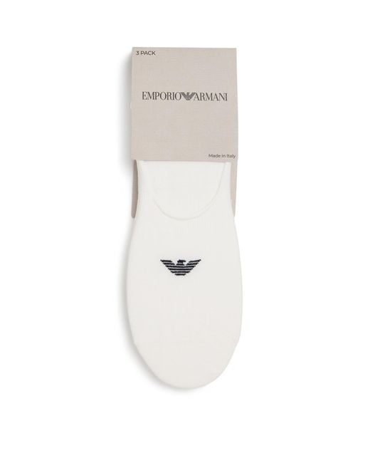 Emporio Armani White Invisible Logo Socks for men