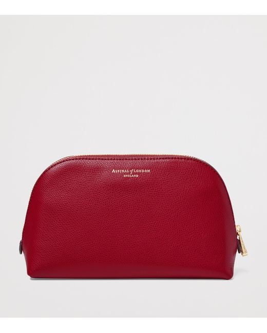 Aspinal Red Small Grained Leather Cosmetics Case