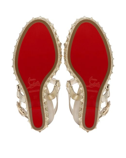 Christian Louboutin Metallic Pyraclou Embellished Wedge Sandals 110