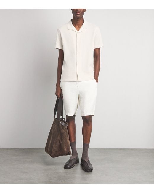 Vince White Waffle Knit Shirt for men