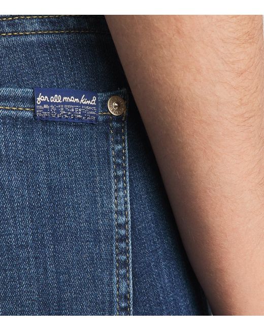 7 For All Mankind Blue Slim Illusion Luxe High-Rise Skinny Jeans