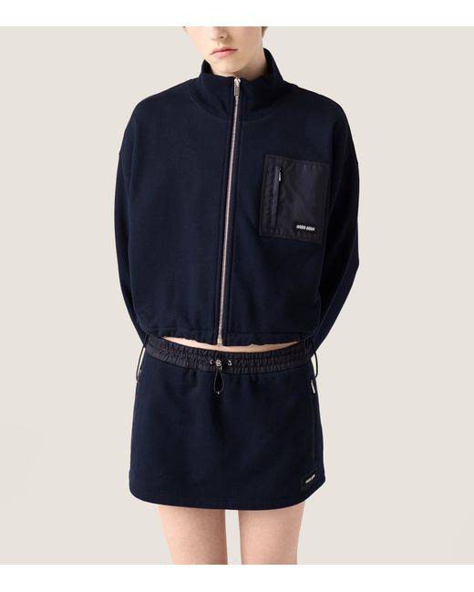 Miu Miu Blue Cotton Jersey Mini Skirt