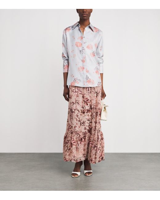 Alice + Olivia Pink Smocked Stevie Maxi Skirt