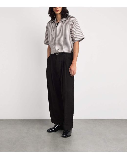 Amiri Gray Silk Stripe Script Shirt for men