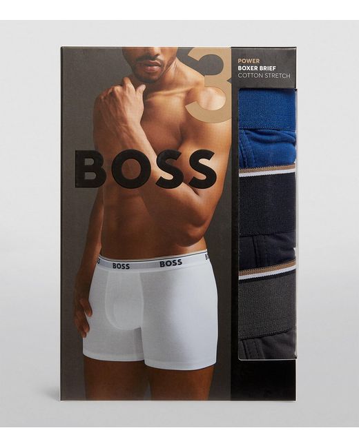 Boss Blue Stretch-Cotton Logo Trunks for men