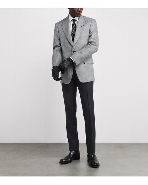 Tom Ford Blue Wool-Mohair Tailored Trousers for men