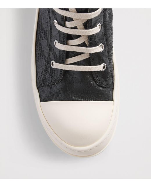 Rick Owens Black Coated Canvas High-Top Sneakers for men