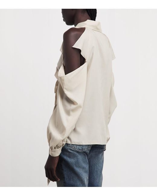 Acne White Cut-Out Bow Blouse