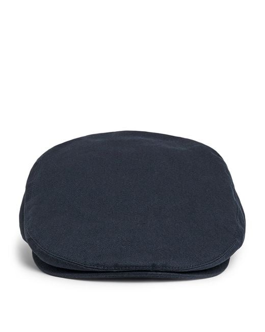Barbour Blue Cotton Finnean Flat Cap for men