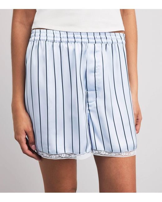 Skims Blue Woven Shine Boxer Shorts