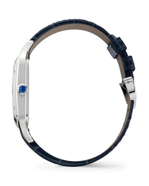 Cartier Blue Stainless Steel Santos-Dumont Watch for men