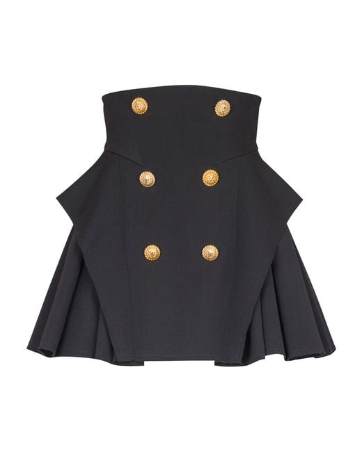 Balmain Blue Wool Mini Skirt