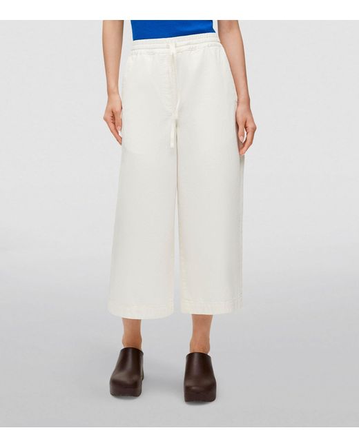 Loewe White X Paula's Ibiza Cotton Cropped Wide-leg Trousers