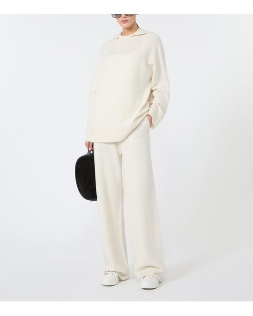 Max Mara White Cashmere Drawstring Trousers