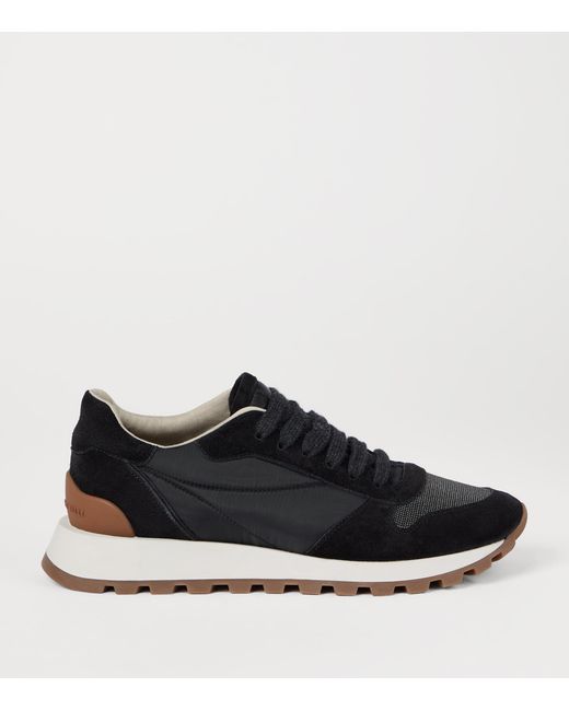 Brunello Cucinelli Blue Suede Technical Running Sneakers