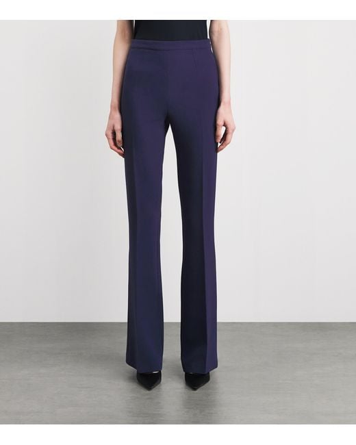 Safiyaa Blue Crepe Flared Tailored Trousers