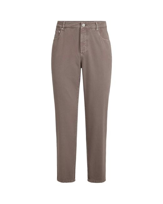 Brunello Cucinelli Gray Garment-Dyed Twisted Cotton Gabardine Jeans for men