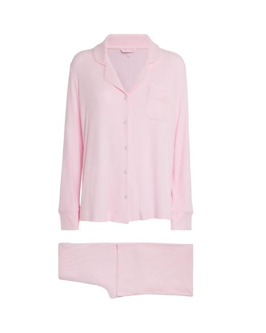 Skims Pink Ribbed Soft Lounge Pyjama Set