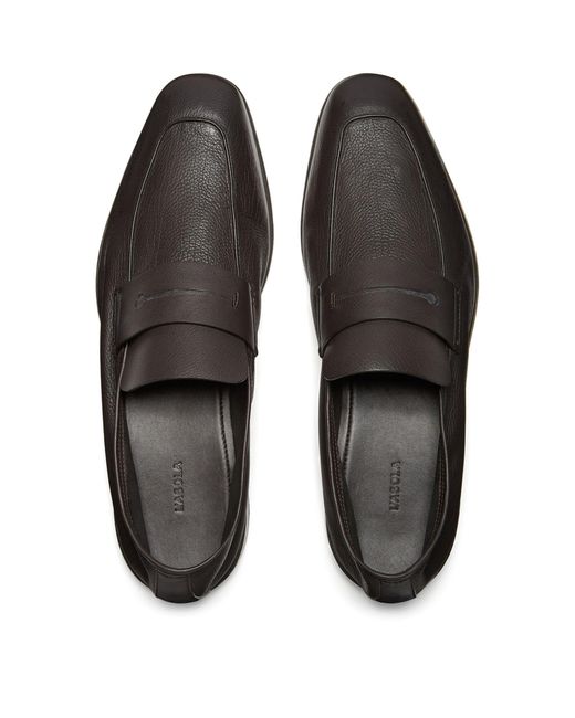 Zegna Black Leather L'asola Loafers for men