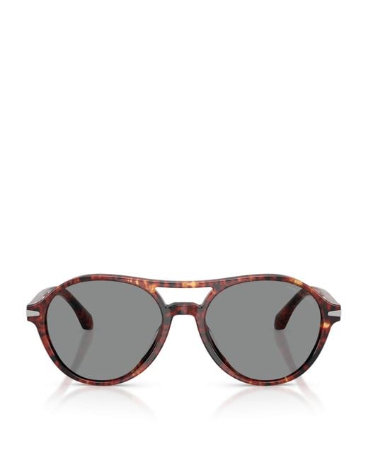 Giorgio Armani Gray Tortoiseshell Round Sunglasses for men