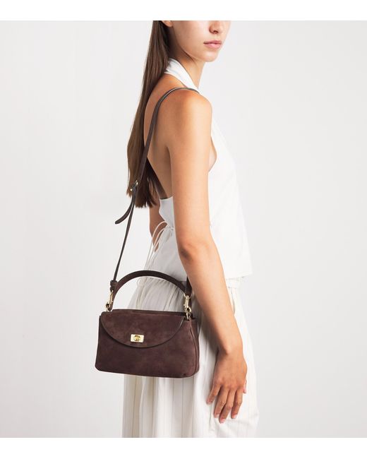 Sandro Purple Mini Suede Le Grand Bazaar Top-Handle Bag