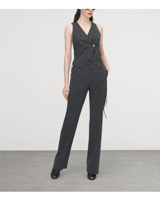 McQueen Black Wool Pinstripe Corset Waistcoat