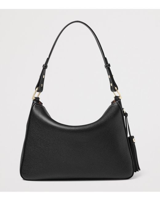 Aspinal Black Grained Leather Ella Shoulder Bag