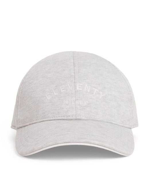 Eleventy White Cotton Logo Baseball Cap for men