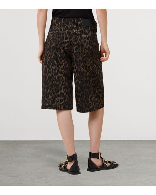AllSaints Black Leopard Print Louie Shorts