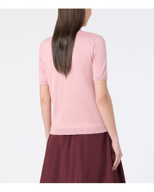 Weekend by Maxmara Pink Silk-Cotton Knitted Top