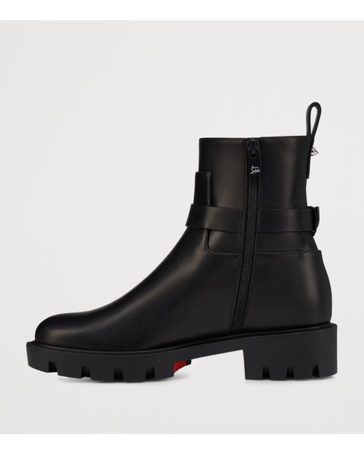 Christian Louboutin Black Dianouchette Lug Leather Ankle Boots