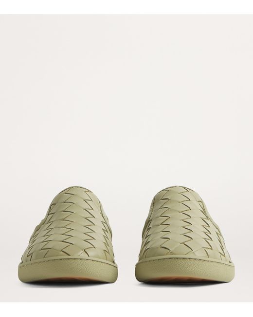 Bottega Veneta Green Leather Intrecciato Sawyer Sneakers for men