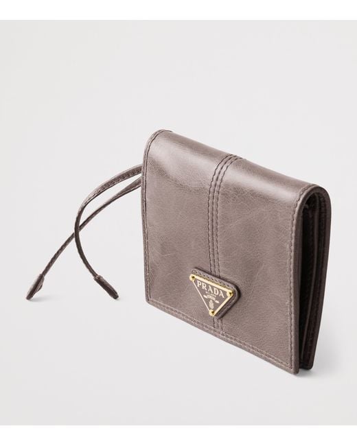 Prada Gray Small Leather Bifold Wallet