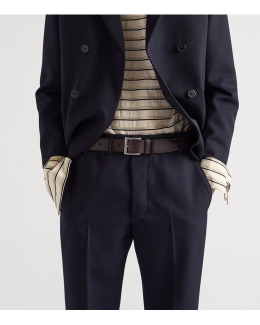 Prada Black Leather Antiqued Belt for men