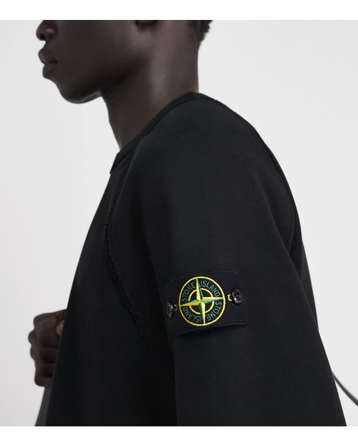 Stone Island Black Organic Cotton Raglan-Sleeve Sweatshirt for men