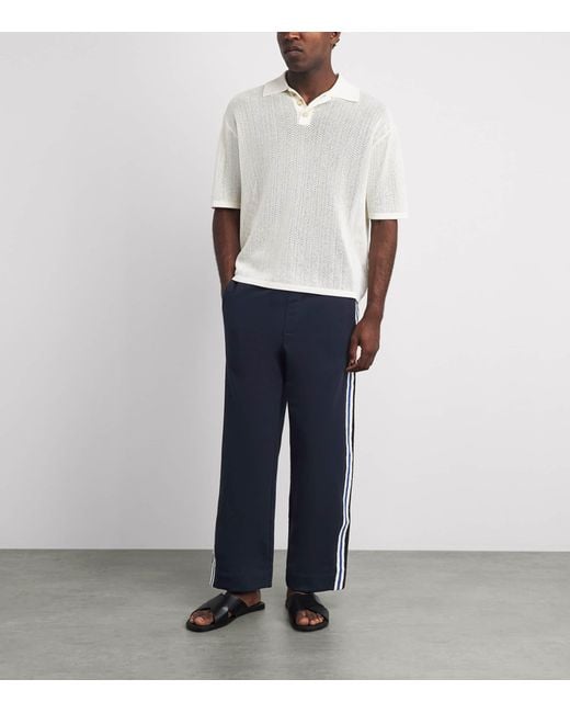 Commas Blue Crochet Stripe Sweatpants for men