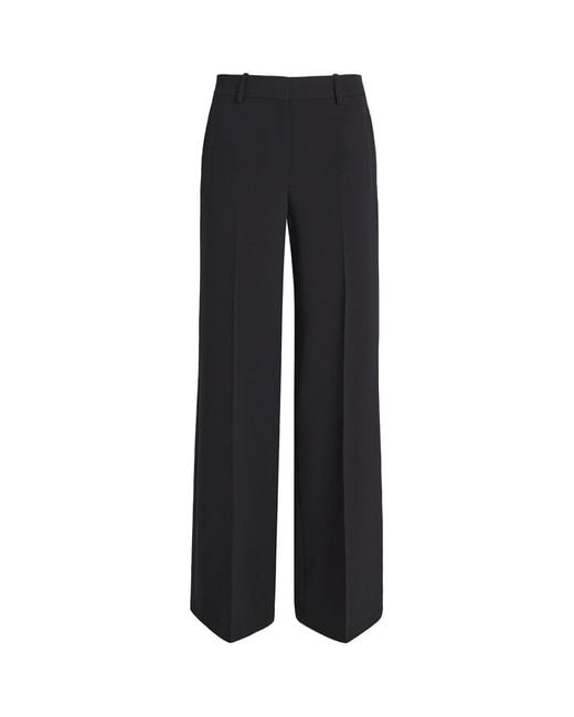 Theory Black Stretch Wide-Leg Tailored Trousers