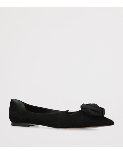 Roger Vivier Black Suede I Love Vivier Rose Ballet Flats