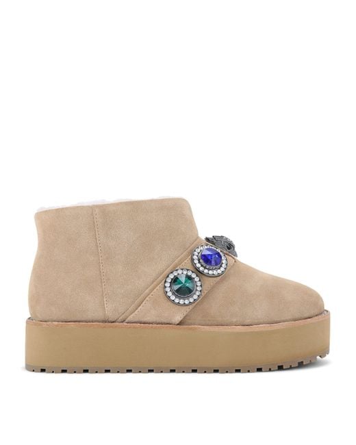 Kurt Geiger Natural Suede Embellished Octavia Boots