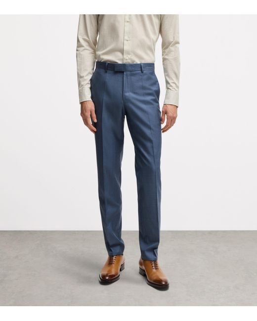 Boss Blue Virgin Wool-Silk 2-Piece Suit for men